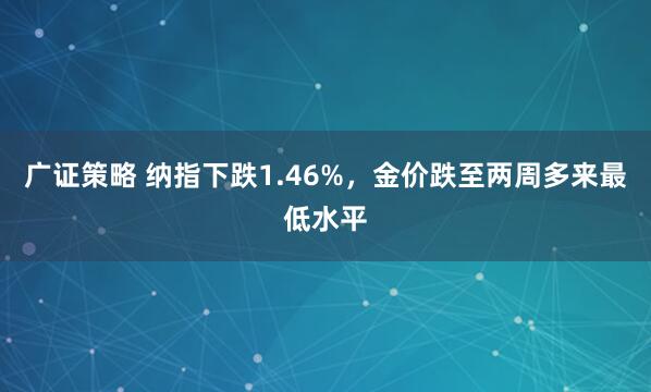 广证策略 纳指下跌1.46%，金价跌至两周多来最低水平